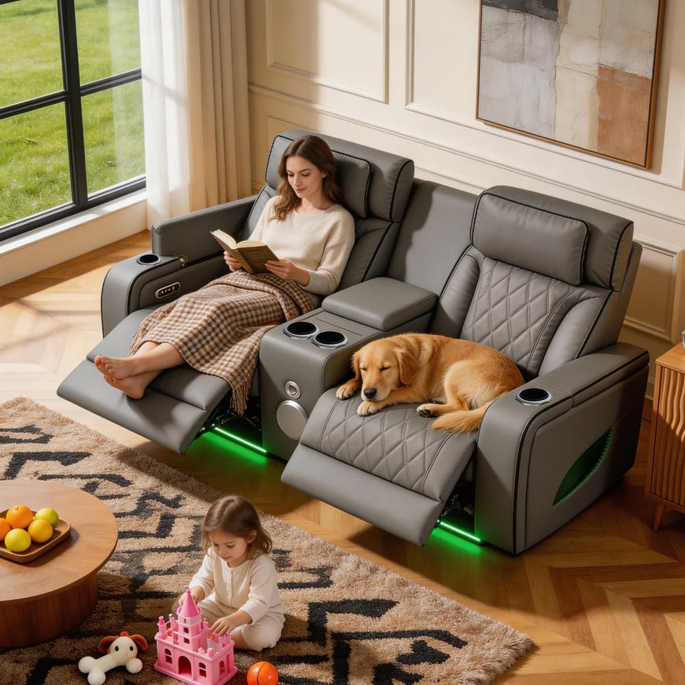 VANITII Electric Power Recliner Sofa with Adjustable Headrest and Footrest