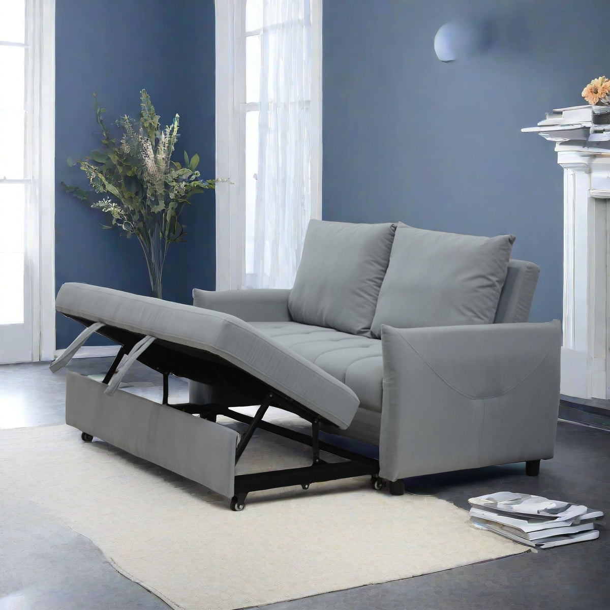 Velvet Chesterfield Sofa Set, 3-Seater and Loveseat