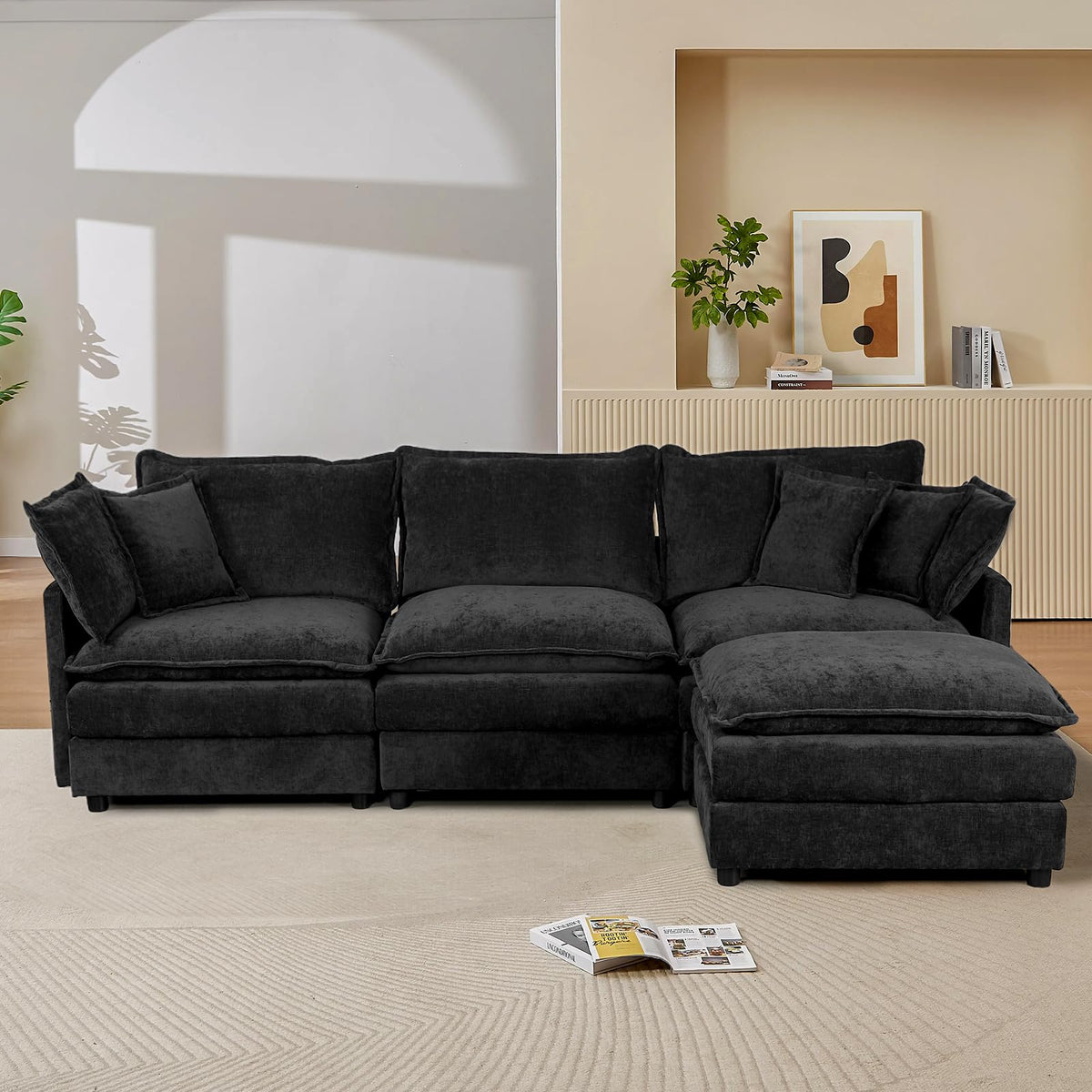 106.5" Modular Sectional Sofa, L-Shaped Cloud Couch