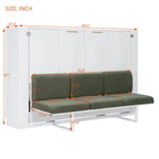 Wood Murphy Bed with Sofa, 4 Storage Shelves and USB Charging Station