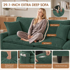 107.3'' Oversized Cloud Couch L Shaped Modular Sectional Sofa, Premier Comfy Corduroy Couch with Ottoman, Modern 3 Deep Seat Sectional Couches for Living Room, Solid Wood Frame&Spring,Tool-Free Green