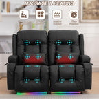 TUNYI Power Loveseat Recliner Sofa with Massage & Heat