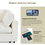 U-style 133.5" Upholstered Modular Sofa with Storage Space, USB Charge Por