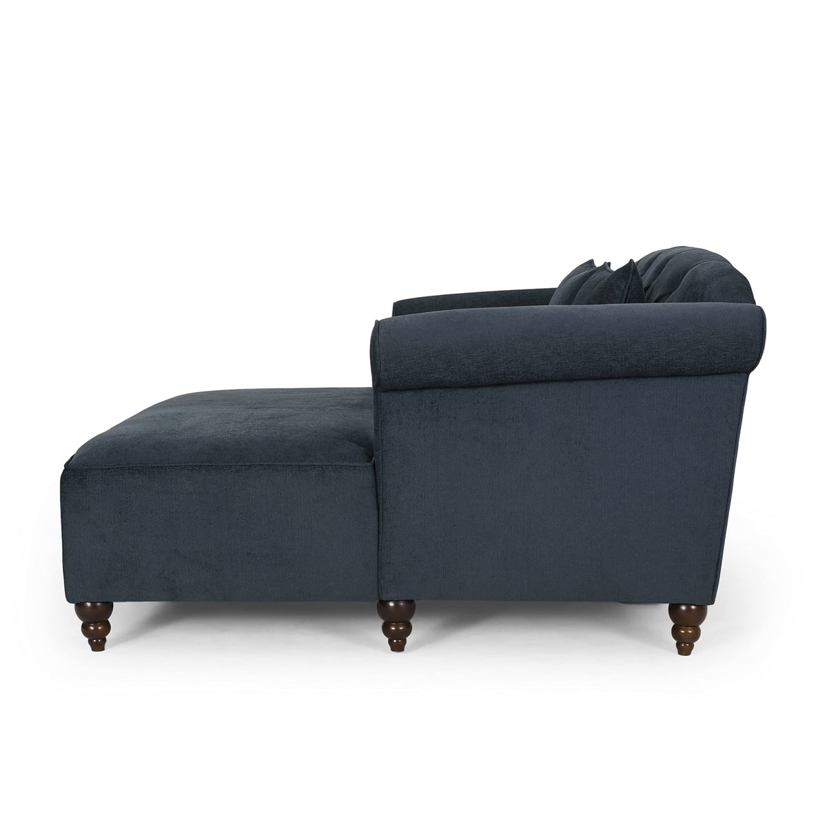 Tidyard Love Seat Chaise Lounge with Button Tufting and Diamond Stitching, 58.? D x 6? W x 34.? H, Polyester Fabric with Birch Wood Legs, Includes 2 Accent Pillows