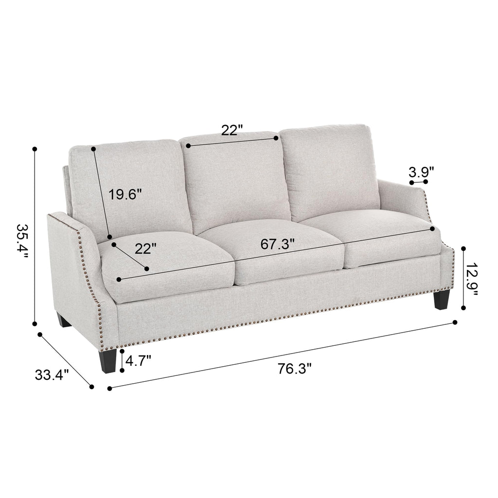 Tidyard Living Room Sofa Set, Sectional Couch with Loveseat&Armchair, Modern 3-Seater+2-Seater+Accent Chair Furniture for Apartment, Fabric Upholstery, Wooden Frame, Pocket Springs, Removable Covers