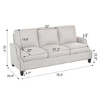 Tidyard Living Room Sofa Set, Sectional Couch with Loveseat&Armchair, Modern 3-Seater+2-Seater+Accent Chair Furniture for Apartment, Fabric Upholstery, Wooden Frame, Pocket Springs, Removable Covers