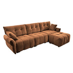 Three Seater Sofa Set with Ottoman and Pillows,Solid Wood, Textured Chenille, High Resilience Cushions, Ideal for Living, Lounge, Office, Hotel Spaces, in Burnt Orange