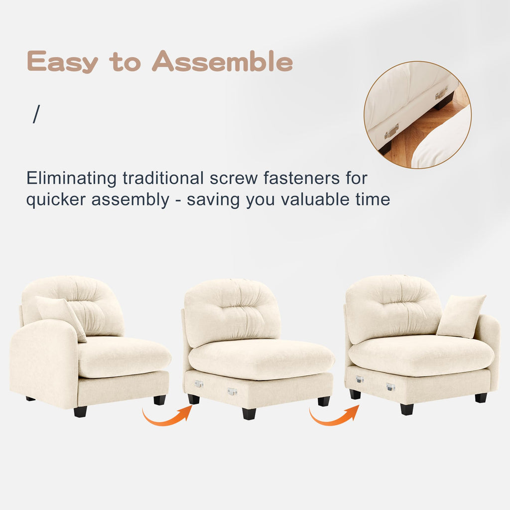 107-Inch L-Shaped Modular Convertible Sectional Sofa W/Removable Ottoman Chaise, Modern Chenille Upholstered Corner Cloud Couches 4 Seat Sectional Sofa for Living Room