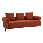 78" 3 Seater Orange Upholstered Sofa, Oversized Comfy Couch with 3 Plush Pillows for Living Room, Bedroom, Apartment