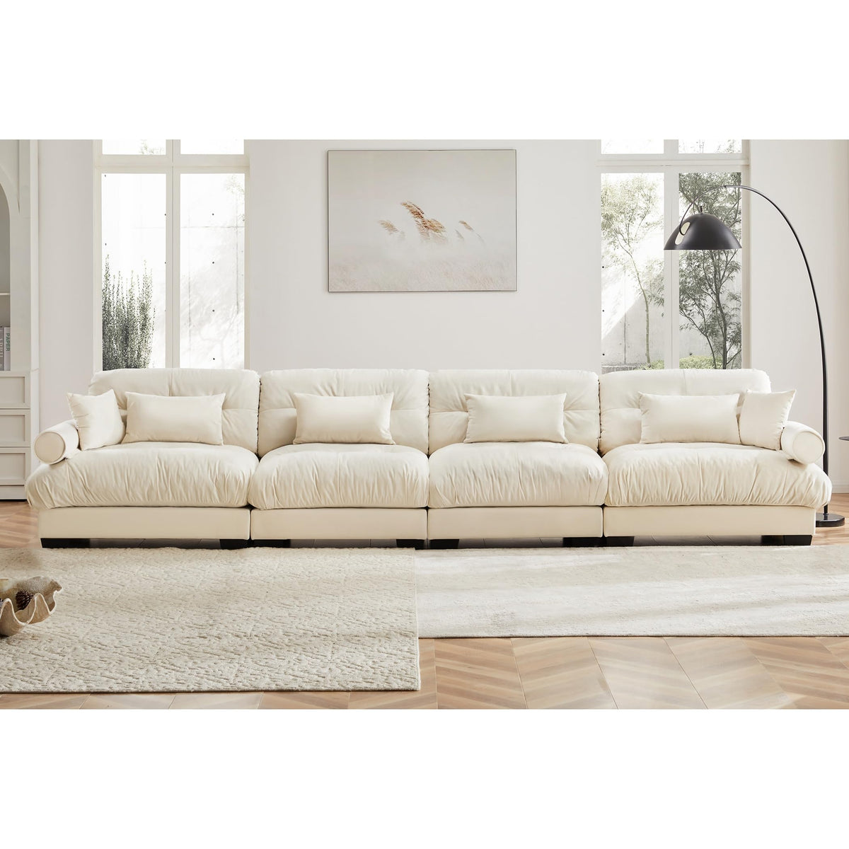 U Shaped Cloud Couches for Living Room Modular Sectional Sofa with Ottomans