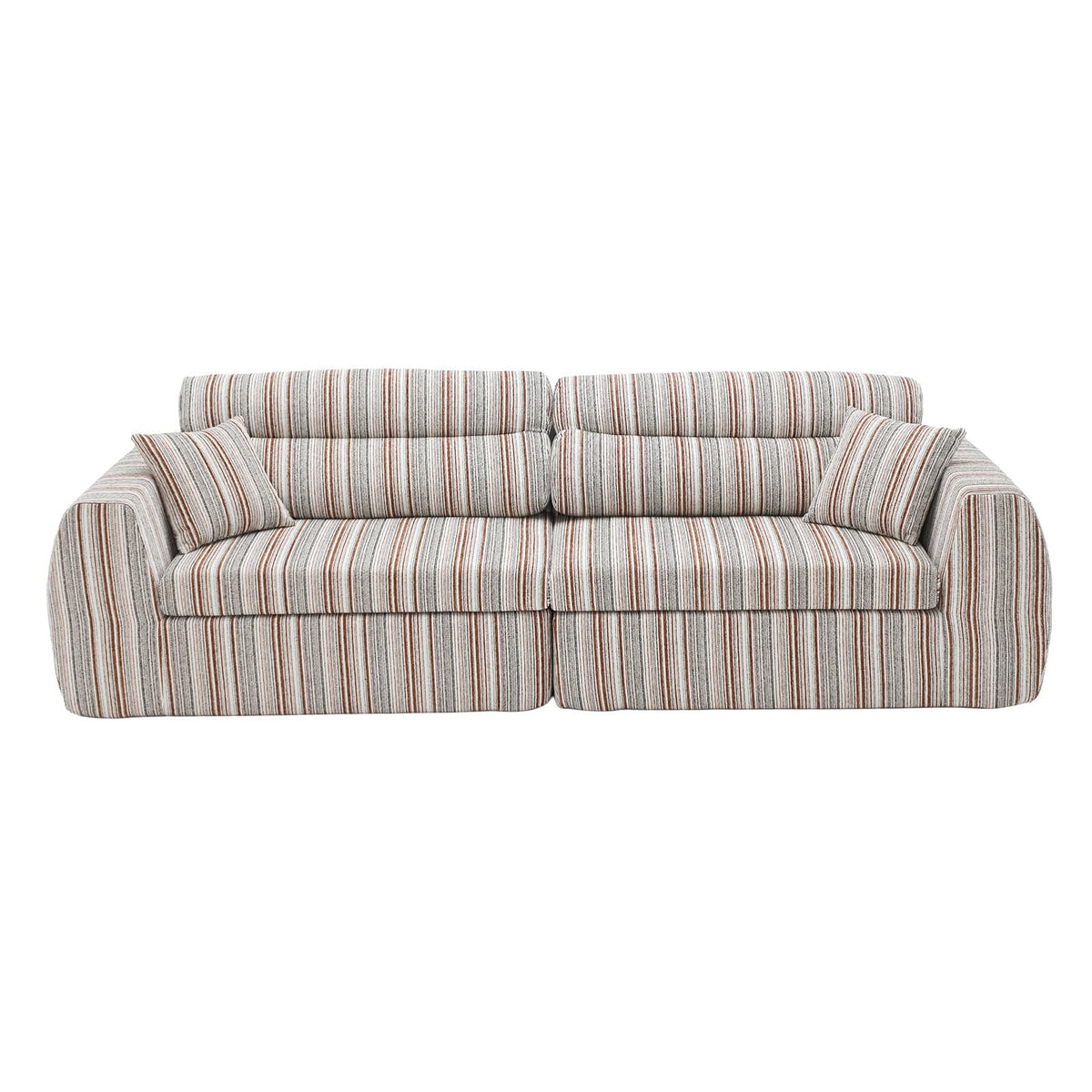 Woven Chenille Strip Compact Straight‑Row Sofa Couch w/High‑Density Sponge
