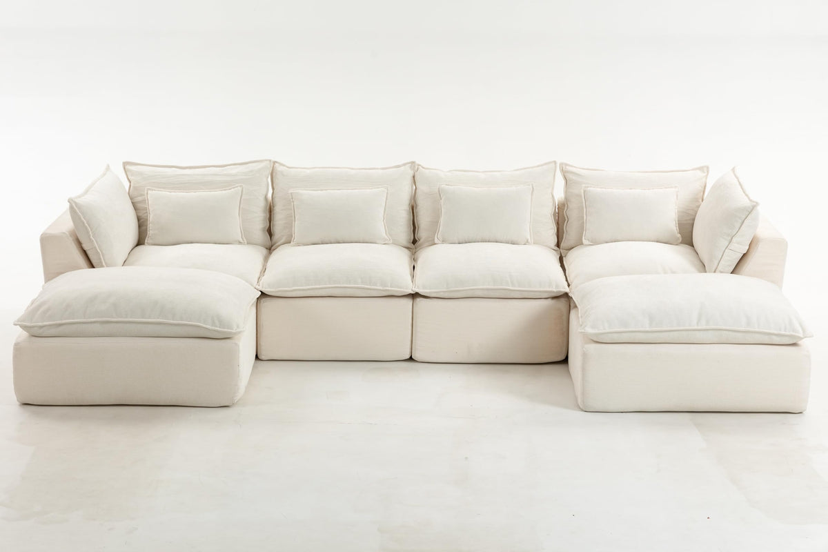 130.71" Width Cloud Couch Oversized Modular Sectional Sofa True Relax Comfy Couches WideDeep Seat Sofas for LivingSets, 4Seat with 2Ottoman DP343