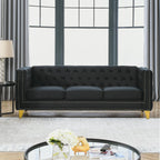 Velvet Sofa for Living Room Black Three-Section Comfort Cozy Modern Bedroom