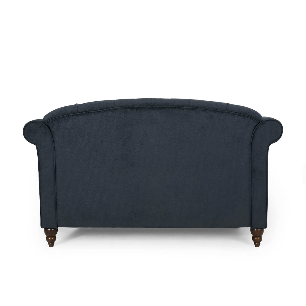Tidyard Love Seat Chaise Lounge with Button Tufting and Diamond Stitching, 58.? D x 6? W x 34.? H, Polyester Fabric with Birch Wood Legs, Includes 2 Accent Pillows