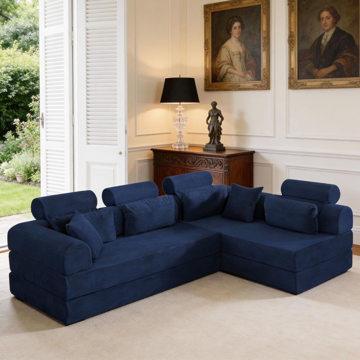 U-Shaped Sofa, Dual Chaise Sectional, 104 Inch, Camel
