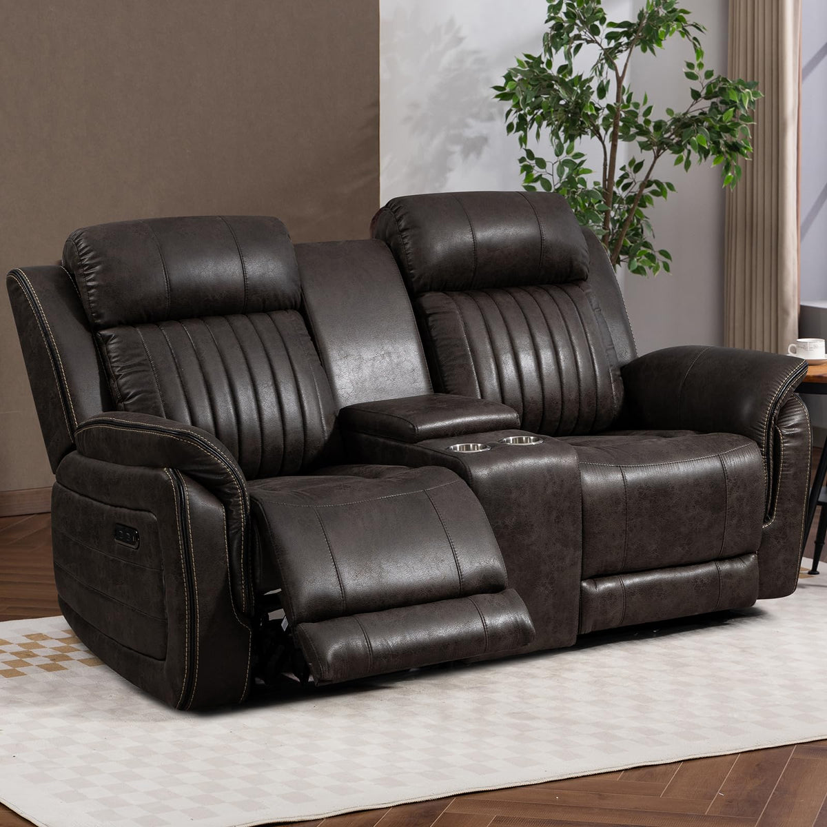 Zero Gravity Power Reclining Loveseat Sofa with Adjustable Headrests, Power Loveseat Recliner with Console, Electric 2-Seater Recliner Couch with Charging Port for Living Room (Velvet, Blue)