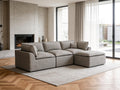108" Corduroy Modular Sectional Sofa with Ottoman, Boneless Cloud Couch for Living Room, Convertible L-Shape Extra Deep Seat Floor Sofa, Dark Grey