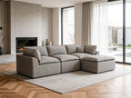 108" Corduroy Modular Sectional Sofa with Ottoman, Boneless Cloud Couch for Living Room, Convertible L-Shape Extra Deep Seat Floor Sofa, Dark Grey