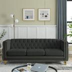 Velvet Sofa for Living Room Black Three-Section Comfort Cozy Modern Bedroom