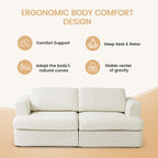 118" V Shape Sectional Sofa Couch, Modern Modular Boucle Cloud Couch with Flexible Layout, Oversized Comfy Upholstered Modular 5-Seats Sectional Couch, White