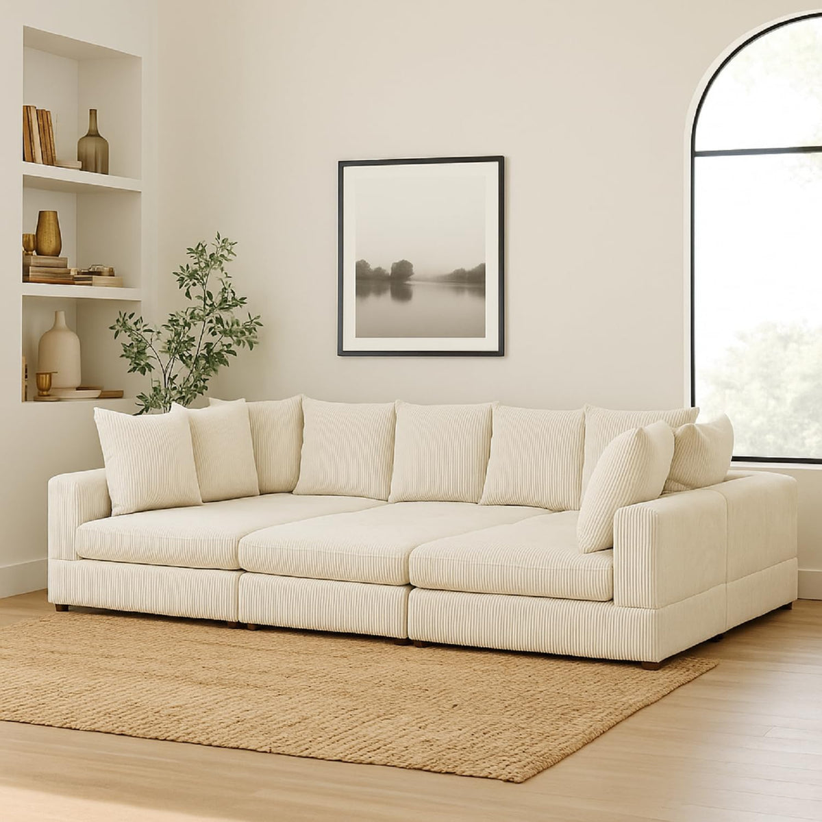 Versatile Haven 6-Piece Modular Corduroy Sectional Sofa with Multiple Configurations and High Comfort