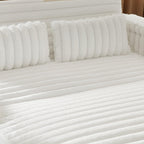 White Corduroy Sofa Bed with Pull Out Bed