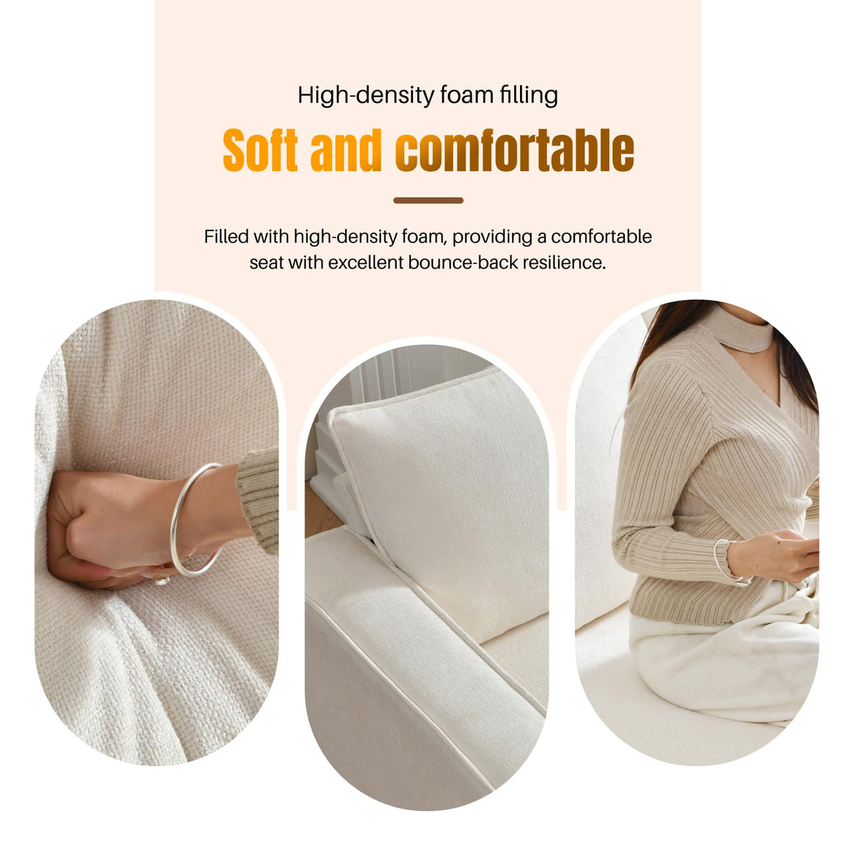 YUHUASHI 108.5″Wide L-Shaped Sofa with Removable Cushions Movable Footstool