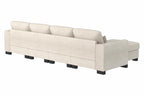 130" Beige Modular L Shaped Sofa with Storage Ottoman Spring Pack Cushion, Solid Wood Frame, Combination Design PU889