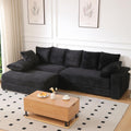 108.6" Sectional Sofa with Storage Ottoman,Modern Cloud Couch with Deep Seat, Modular Sectional Couches for Living Room, Apartment, Office Black
