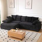 108.6" Sectional Sofa with Storage Ottoman,Modern Cloud Couch with Deep Seat, Modular Sectional Couches for Living Room, Apartment, Office Black