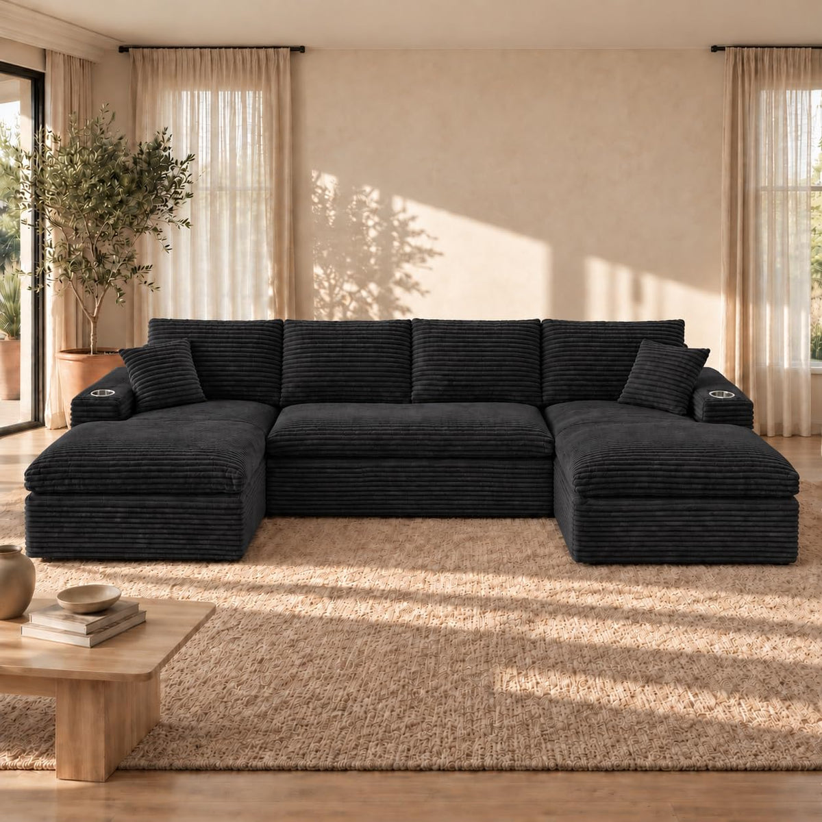 120" U Shaped Sectional Couches for Living Room, Modular Sofas