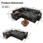 100" Gray Modular Sectional Sleeper Sofa with Pull Out Bed