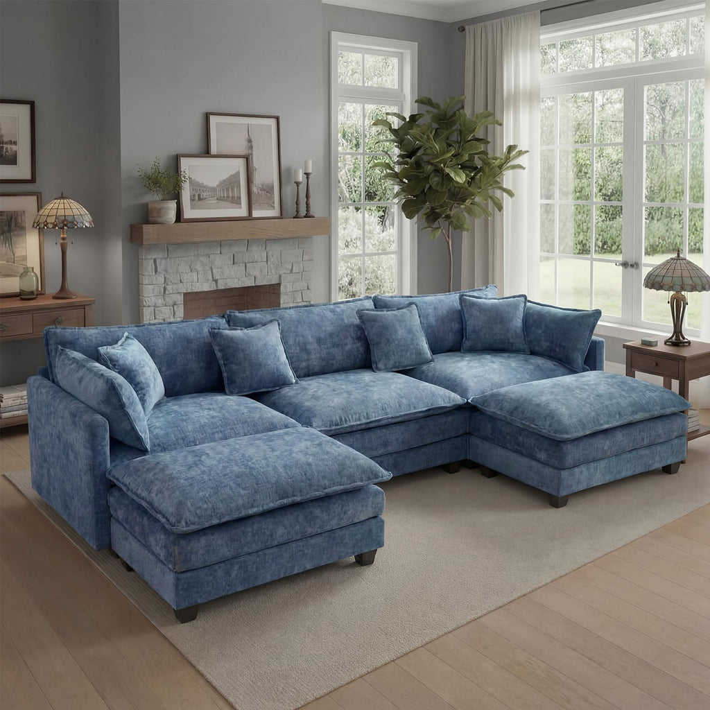 113.4" U-Shaped Modular Sectional Sofa with Ottoman