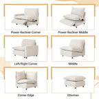 WJShome 116''Oversized Cloud Couch Modular Sectional Reclining Couches for Living Room, Reclining Couch with USB/Type C and Wireless Charging, 3 Seat with Power Recliner Sofa, Beige