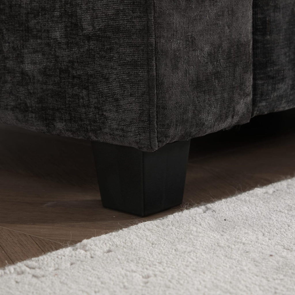 Wider Armrest 3 Seats Modern Sectional Couch Black Chenille Cloud Living Room Bedroom Apartment Cozy