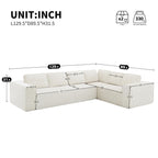 130" Ultra-Thick Chenille Modern Minimalist Style Modular Sectional Couch, Convertible Modular Cloud Sleeper Sofag, Modern Boneless Compressed Floor Sectional Sofa for Living Room, Beige