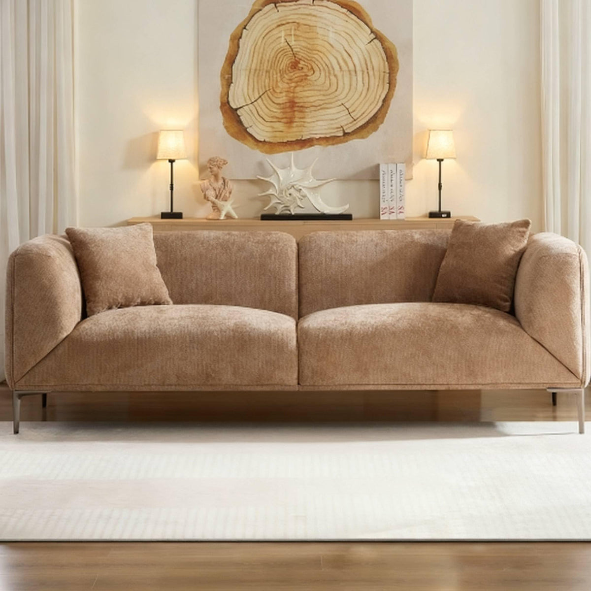 WILLIAMSPACE 66" Modern Velvet Curved Sofa Couch for Living Room, Nomad