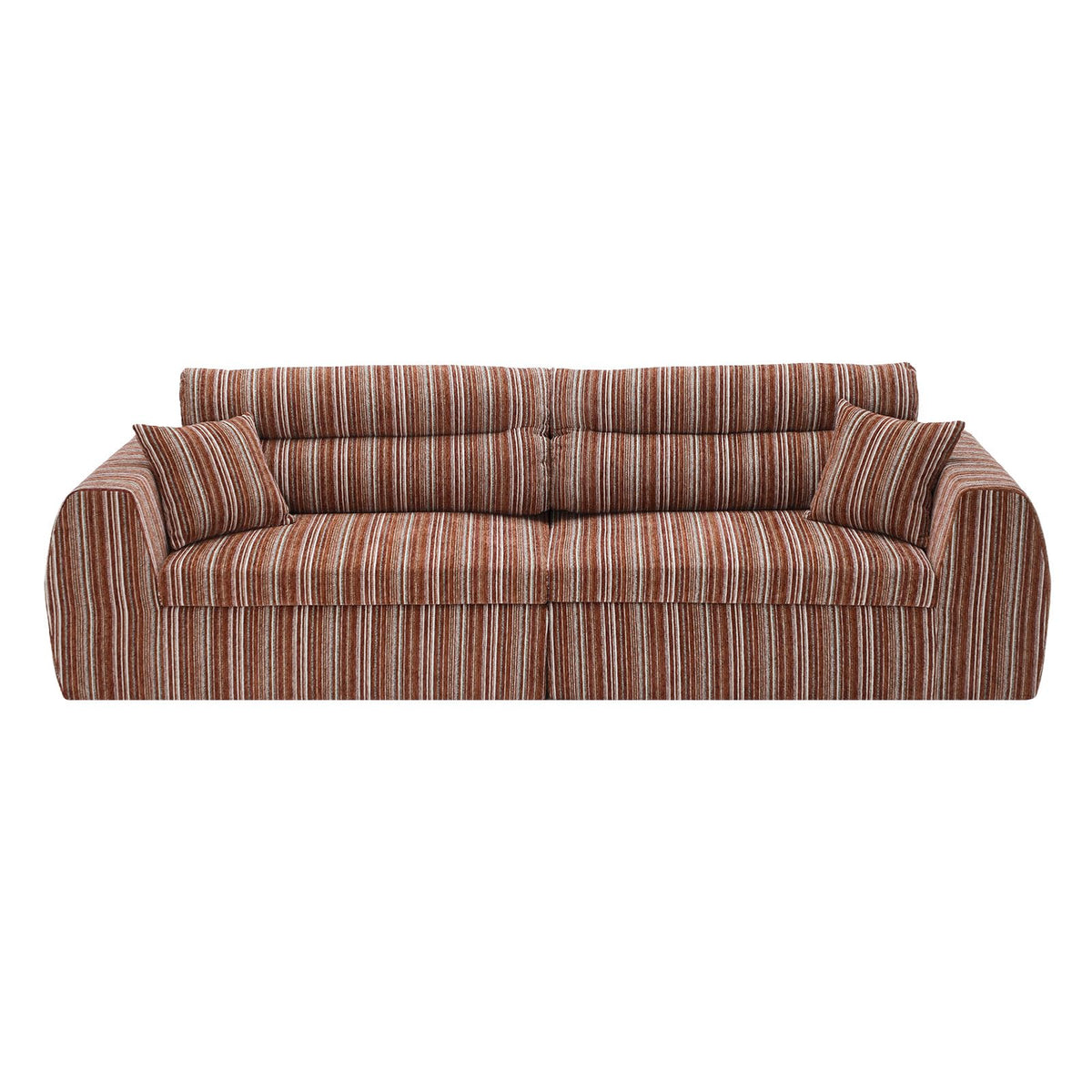 Woven Chenille Strip Compact Straight‑Row Sofa Couch w/High‑Density Sponge