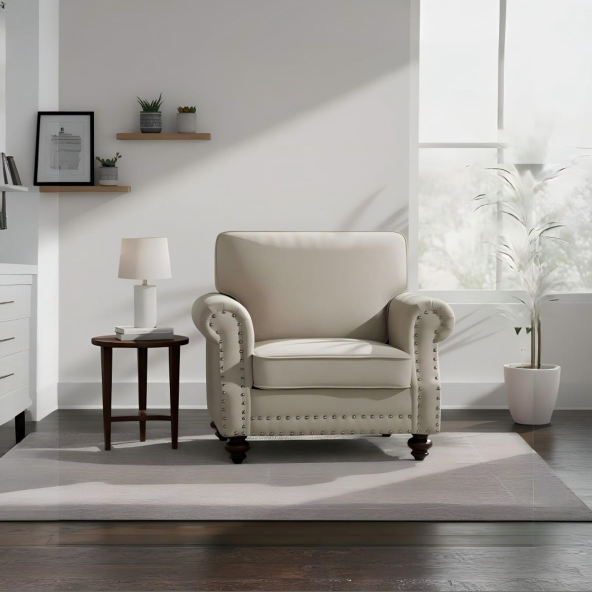 Velvet Sofa Seating with Rolled Arms and Nailhead Trim, Upholstered Living Room Couch, Loveseat or Accent Armchair with Loose Back Cushions, High Density Foam Seats (Green,Couch)
