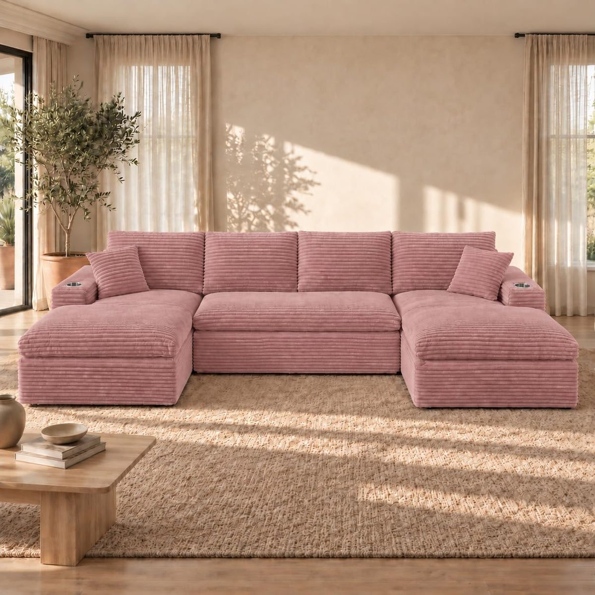 120" U Shaped Sectional Couches for Living Room, Modular Sofas