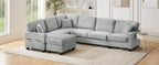 Tidyard Sectional Sofa U-Shaped 125.? L-Shaped Couch with Movable Ottoman & Side Storage Pockets, Grey Corduroy Upholstered Living Room Sofa
