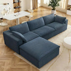 118.2" L‑Shape Modular Cloud Sectional Sofa, 3‑Seater Couch with Ottoman