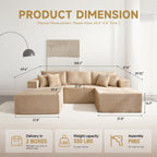 108" Modular Cloud Sofa, High-Density Foam Sectional Couch, Oversized Convertible U-Shaped Sofa Bed with Plush Fabric, Deep Seats, Wide Armrests, Boneless Couches for Living Room, Beige