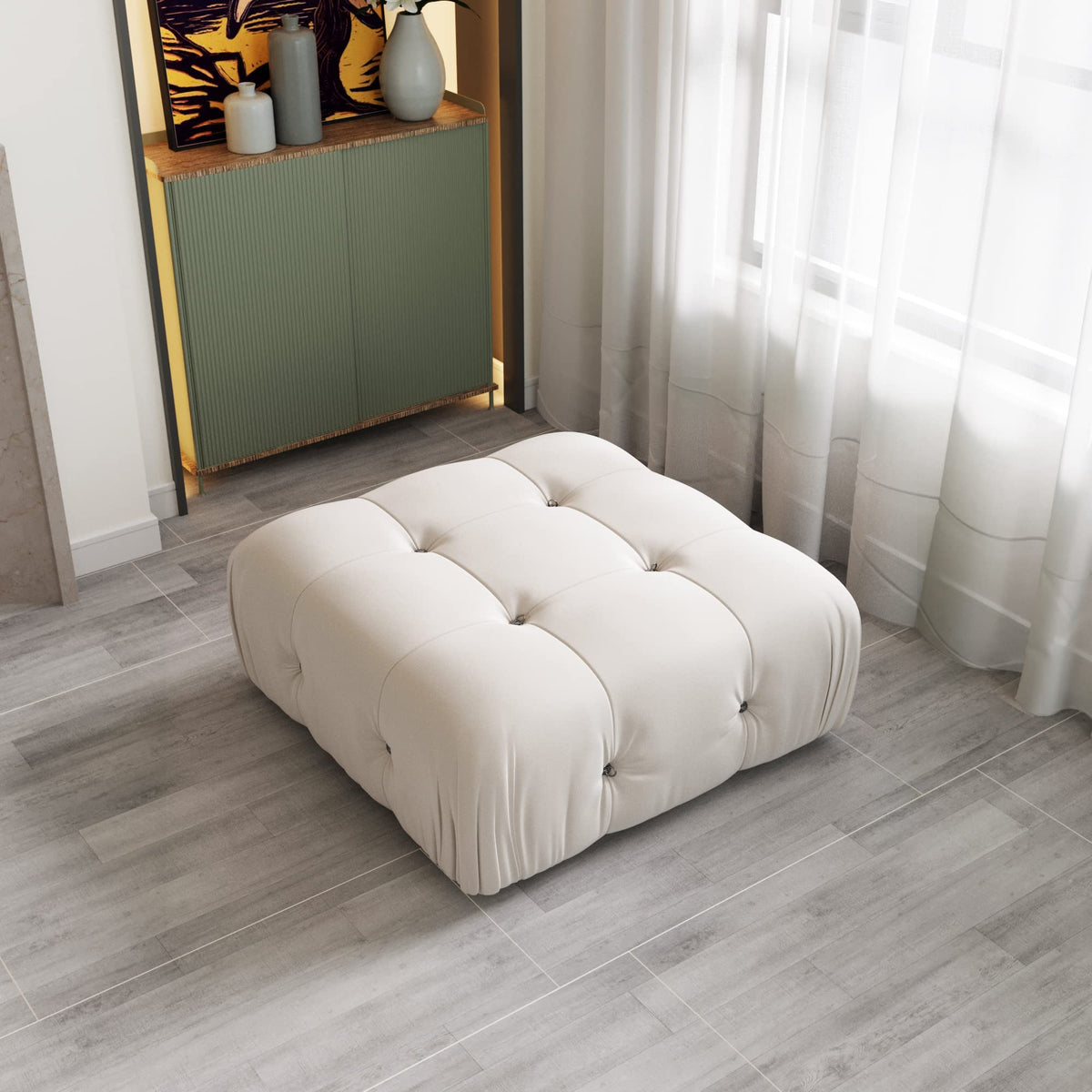 104" Bubble Couch Velvet Modular Sectional Sofa, Oversized L Shaped Couches for Living Room, Comfy Cloud Couch, 3-Seater Deep Seat Sofa Green
