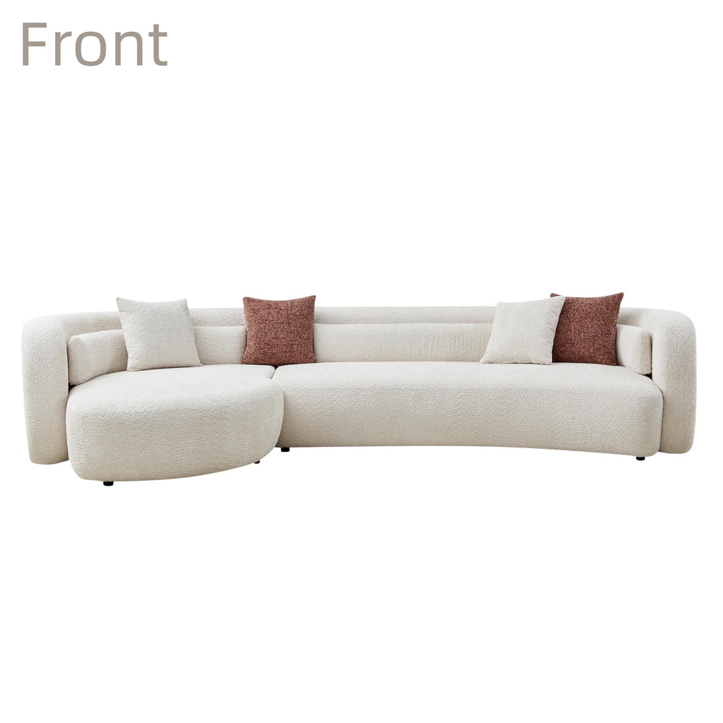 132" Oversized Boucle Cloud Couch with Chaise, Light Beige Sectional