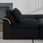 U Shaped Sectional Sofa, 141 in Cloud Couch, Black