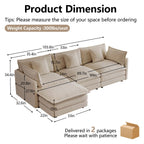 103.8" Modular Cloud Couch Chenille Sectional Sofa L Shaped Couch