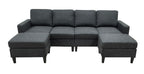 Tidyard Linen Upholstered Modular Sectional Sofa with 2 Ottomans, Grayish Black, Tall Legs, Easy Assembly, No Tools Required