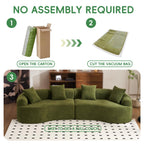 110.2" Curved Sectional Sofa,Luxury Wood Grain Chenille Fabric, Oversized Sectional Sofa,Compression Curved Couch for Living Room,No Assembly Needed (Green, 110.2 Inch)
