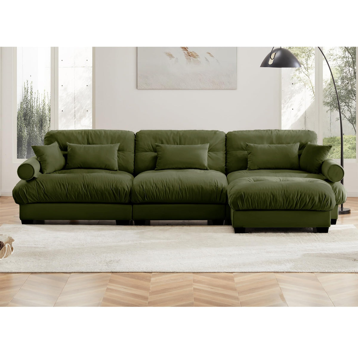 U Shaped Cloud Couches for Living Room Modular Sectional Sofa with Ottomans